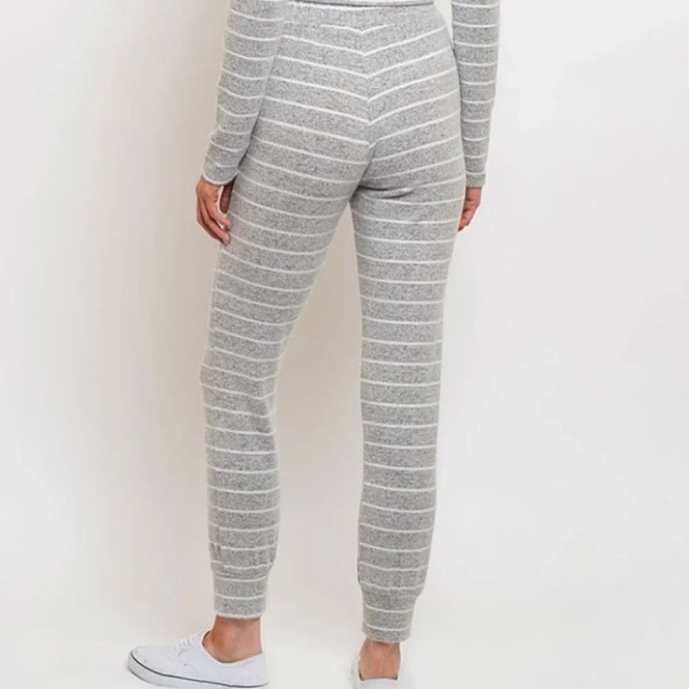 Comfy Gray Striped 2 piece Set - Picture 3 of 4
